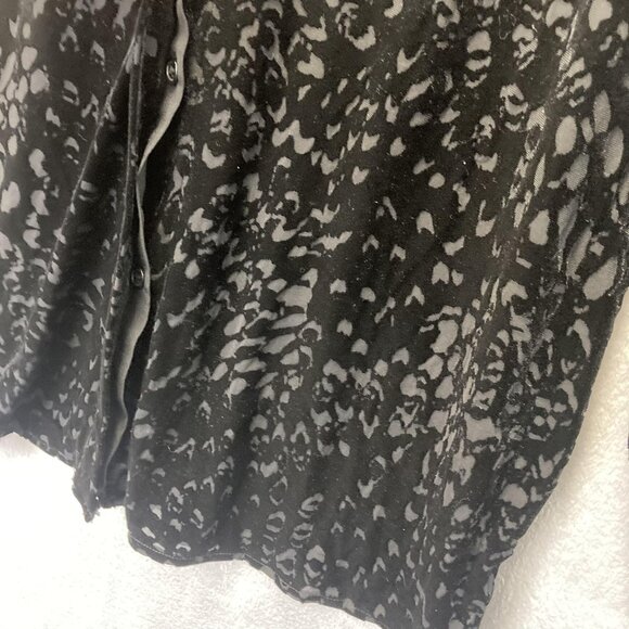 Velvet Burnout Button Up Shirt Womens Large Black Stretch Long Sleeve Witchy - Picture 9 of 14